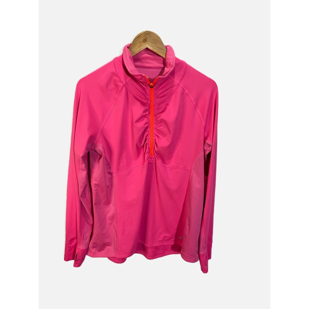 Adidas Pullover Womens XL Pink 1/4 Zip Ruched Performance Running Gym Top